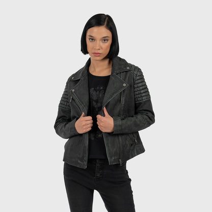 WOMEN WASH LEATHER JACKET